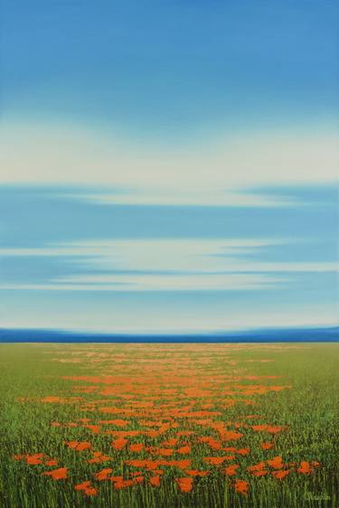 Summer Flower Field - Blue Sky Landscape thumb