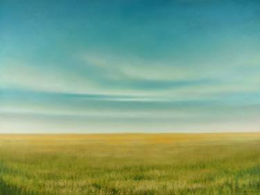 Saatchi Art Artist Suzanne Vaughan; Painting, “Golden Field - Blue Sky Landscape” #art