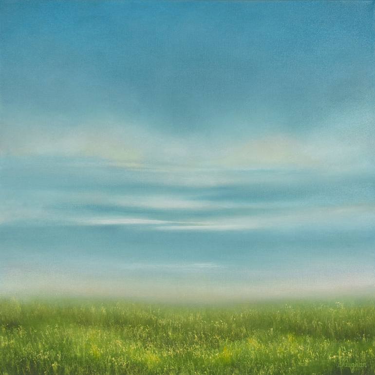 Summer Grass Blue Sky Landscape Painting By Suzanne Vaughan Saatchi Art