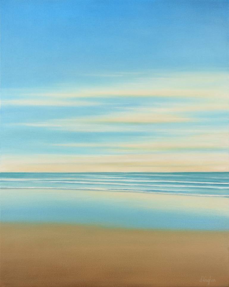 Warm Sand - Blue Sky Seascape Painting by Suzanne Vaughan | Saatchi Art