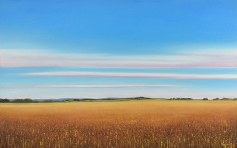 Golden Summer - Blue Sky Landscape Painting by Suzanne Vaughan ...