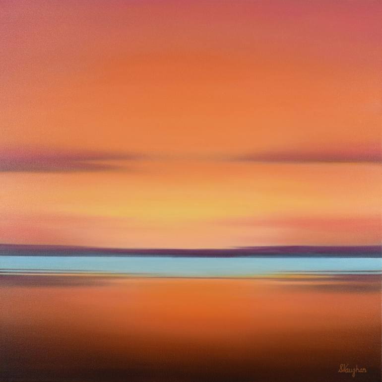 Warm Sky Glow - Colorful Abstract Seascape Painting by Suzanne Vaughan ...