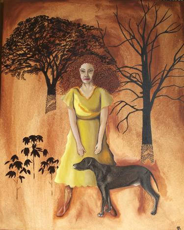 Oaken Wood: Girl and Dog. thumb