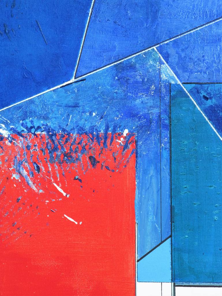 Original Abstract Geometric Painting by Jean - Pierre Decort