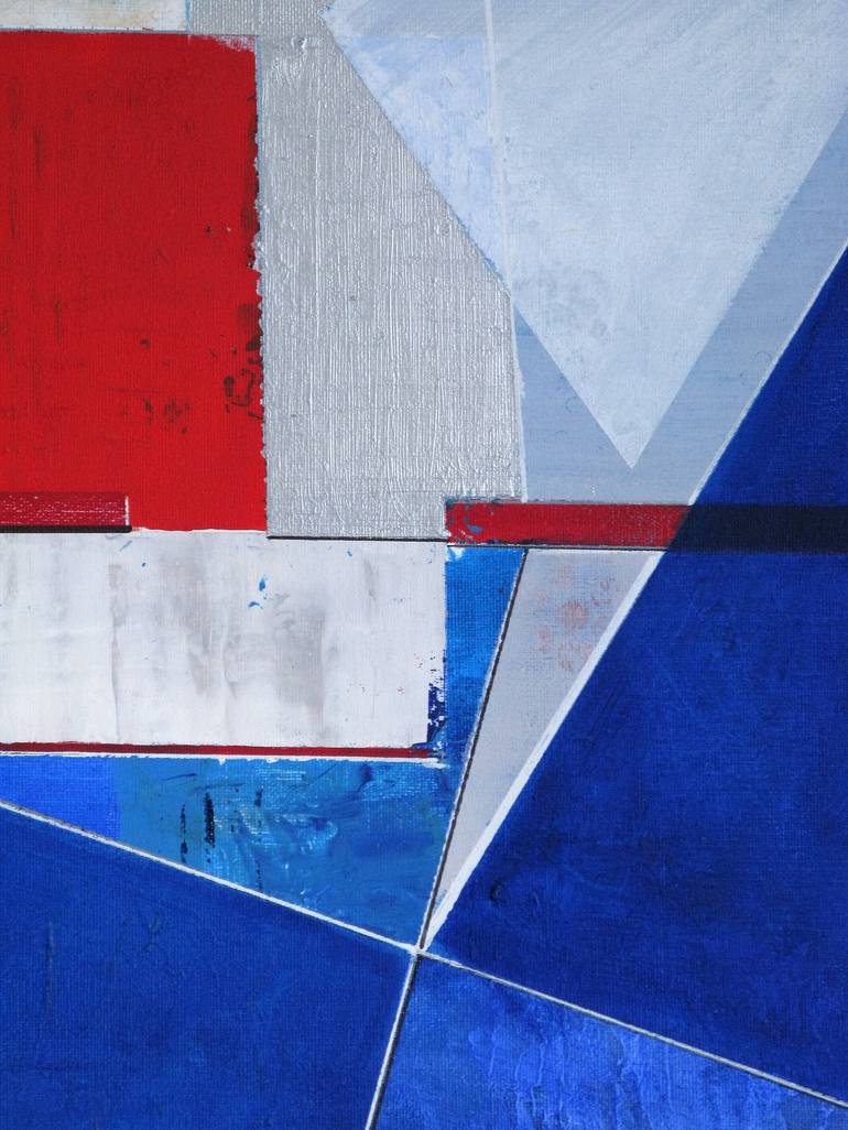 Original Abstract Geometric Painting by Jean - Pierre Decort