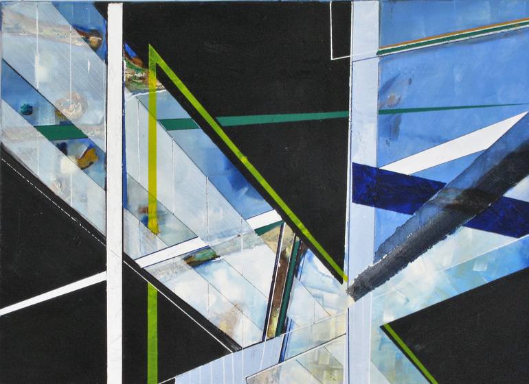 Original Abstract Geometric Painting by Jean - Pierre Decort