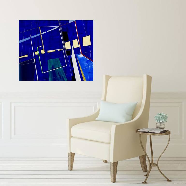 Original Abstract Geometric Painting by Jean - Pierre Decort