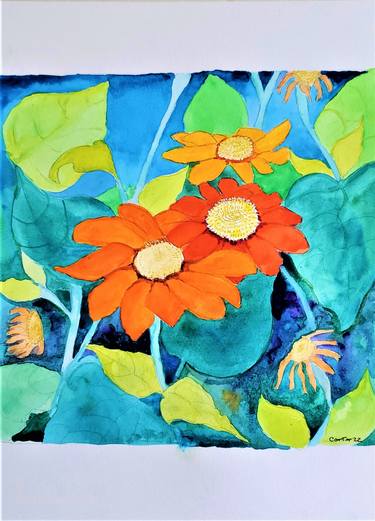 Original Fine Art Garden Paintings by Sherry Carter