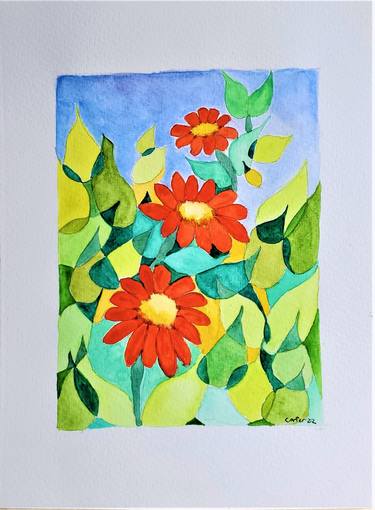 Original Fine Art Garden Paintings by Sherry Carter