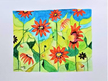 Original Fine Art Garden Paintings by Sherry Carter