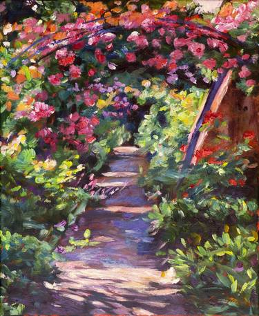 Original Fine Art Garden Painting by David Lloyd Glover