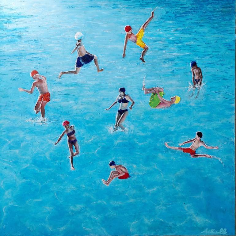 Surreal dives Painting by Achille Chiarello | Saatchi Art
