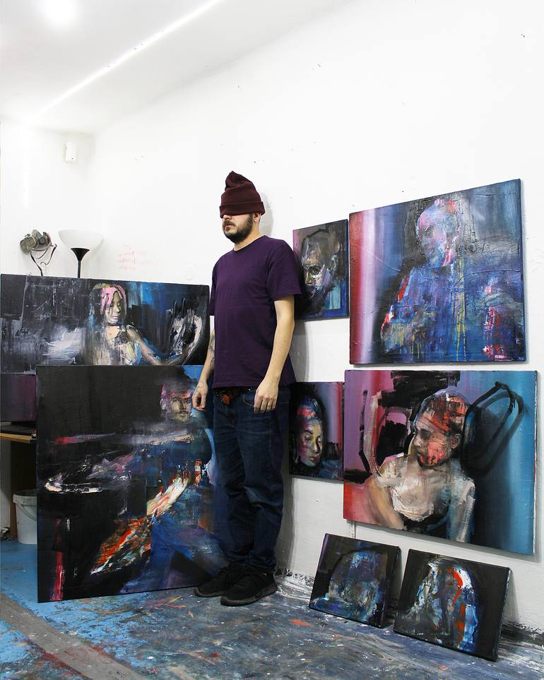 Original Expressionism People Painting by Miloš Hronec