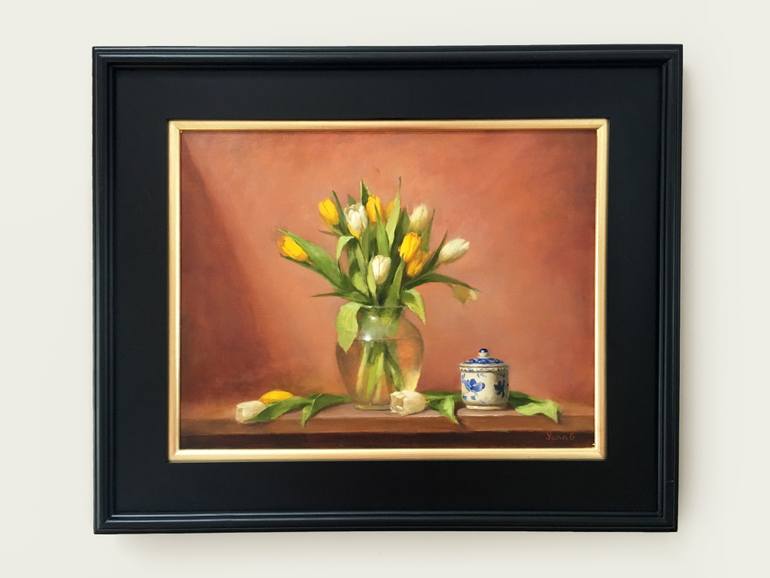 Original Art Deco Floral Painting by Yana Golikova