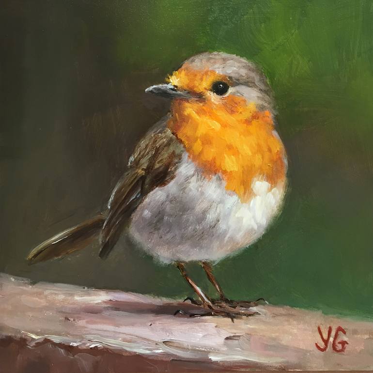 Robin Bird Framed Painting By Yana Golikova Saatchi Art