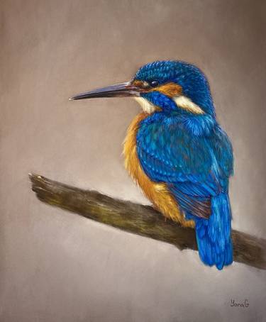 Kingfisher. Original Bird Pastel Drawing thumb