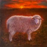 Sheep on sunset. Original oil painting by Yana Golikova