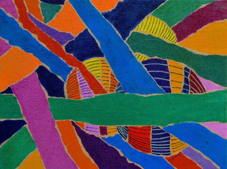 Original Cubism Abstract Painting by Seema Kumar