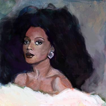 Diana Ross Original Acrylic Painting Signed by Artist US Celebrity & Musician, thumb