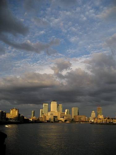 Heavens, sky and London Docklands thumb
