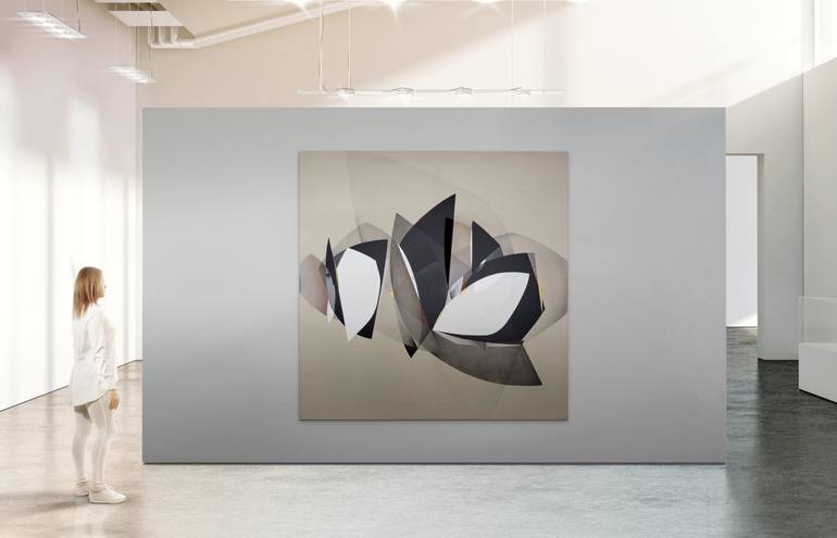 Original Art Deco Abstract Painting by Moises Ortiz