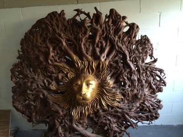 Lion's Head Tree Root/Stump Sculpture/Carving thumb