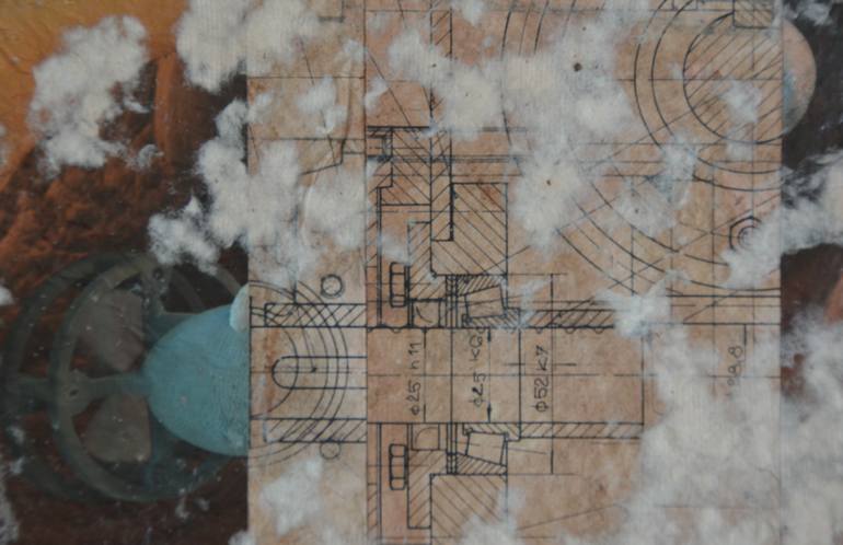 Original Modern Geometric Collage by Sejben Lajos