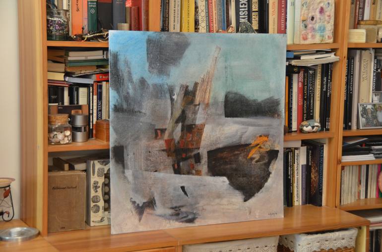 Original Abstract Expressionism Boat Painting by Sejben Lajos