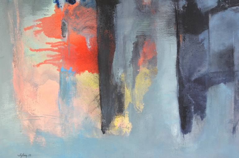 Original Abstract Expressionism Abstract Painting by Sejben Lajos