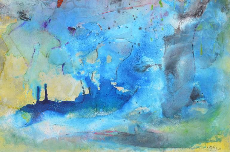 Original Abstract Landscape Painting by Sejben Lajos