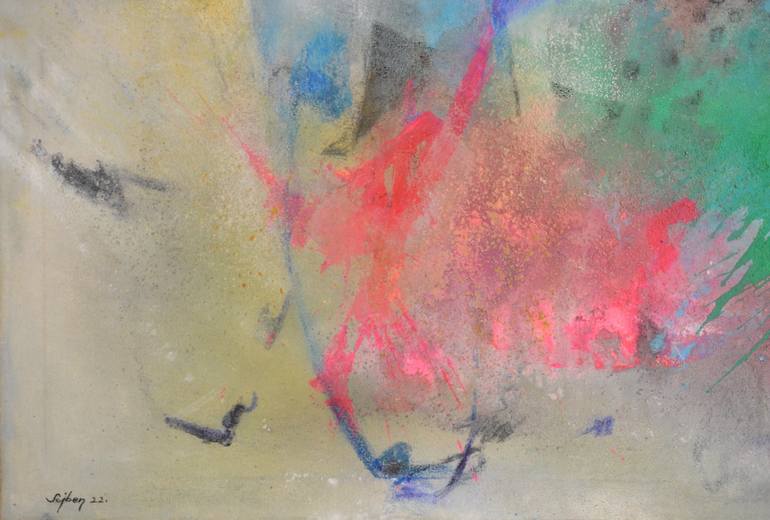 Original Abstract Expressionism Abstract Painting by Sejben Lajos