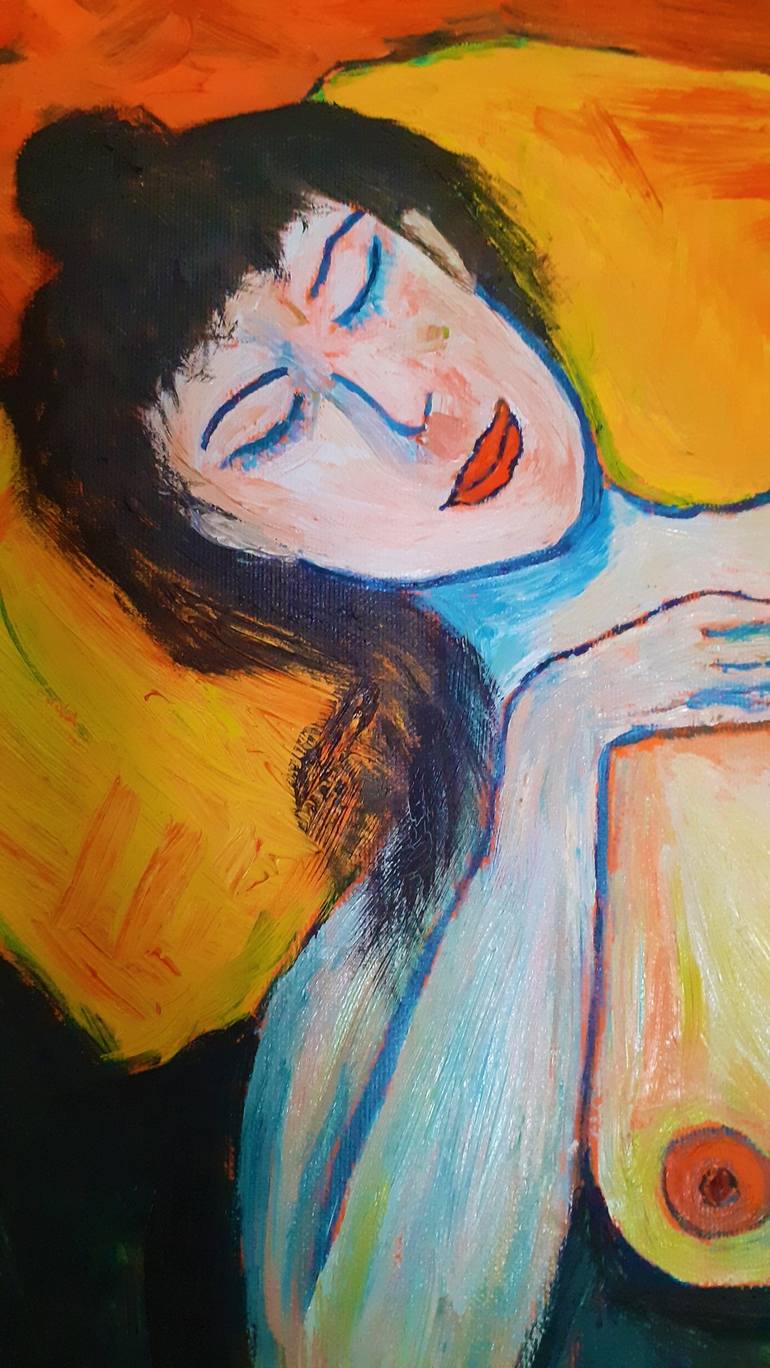 Original Impressionism Nude Painting by Tullio Mesi