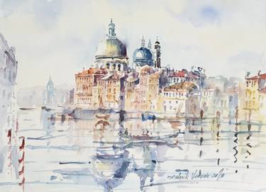 Pastel Venice - Original Watercolor Painting thumb