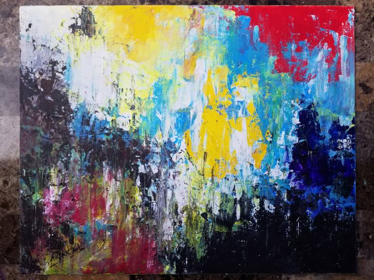 Original Abstract Expressionism Abstract Painting by Komla Adjaka