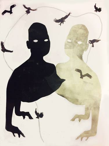 Saatchi Art Artist Loren Abbate; Printmaking, “Black Raven Twin Flames - Limited Edition 1 of 1” #art