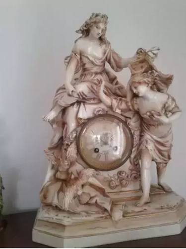 Antique French statue with clock 18th century thumb