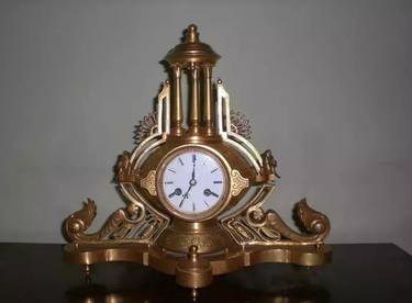 French bronze goldplated clock 19th century thumb