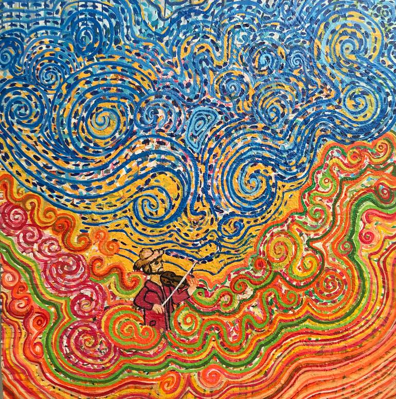 Original Abstract Expressionism People Painting by Shelja Garg