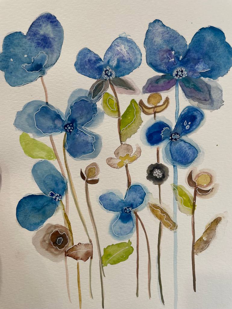Original Abstract Botanic Painting by Shelja Garg