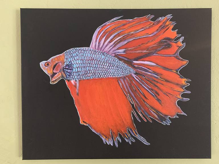 Original Art Deco Fish Painting by Aubier Torres