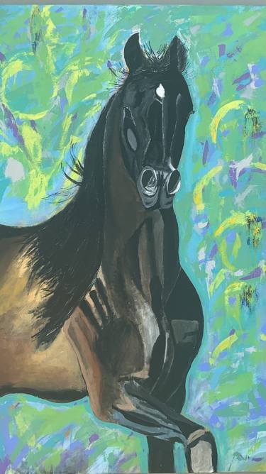 Original Abstract Horse Paintings by Aubier Torres