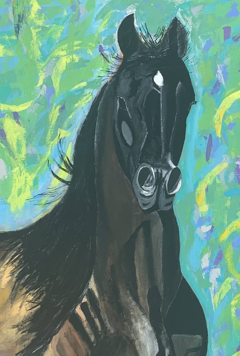 Original Abstract Horse Painting by Aubier Torres