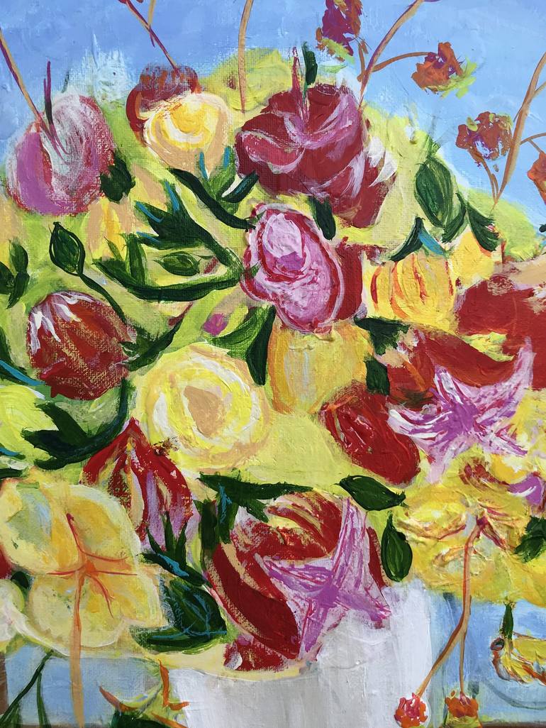 Original Abstract Floral Painting by Aubier Torres