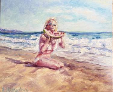 Original Beach Painting by Alla Mikhaylova