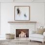Many thin, fluid layers of dark charcoal grey,  raw sienna, and indigo with a hint of metallic gold and white built up to produce this acrylic abstract. Painted on stretched canvas. Framed in Gold Leaf  Float Frame.
