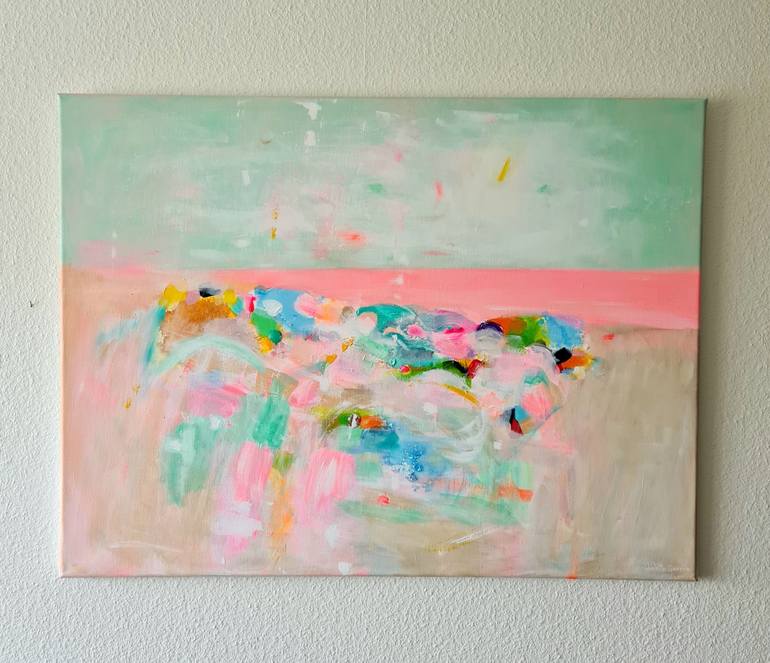 Original Abstract Expressionism Beach Painting by Wioletta Gancarz