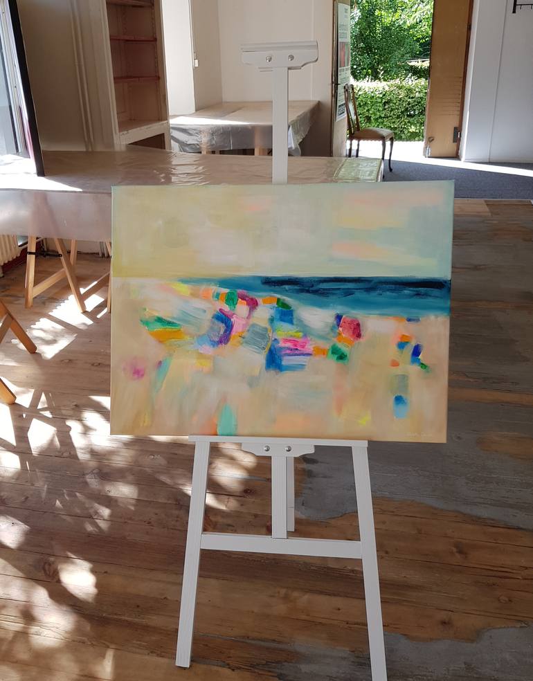 Original Abstract Beach Painting by Wioletta Gancarz
