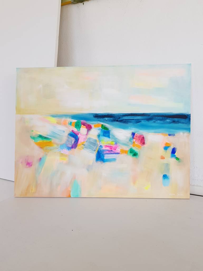 Original Abstract Beach Painting by Wioletta Gancarz