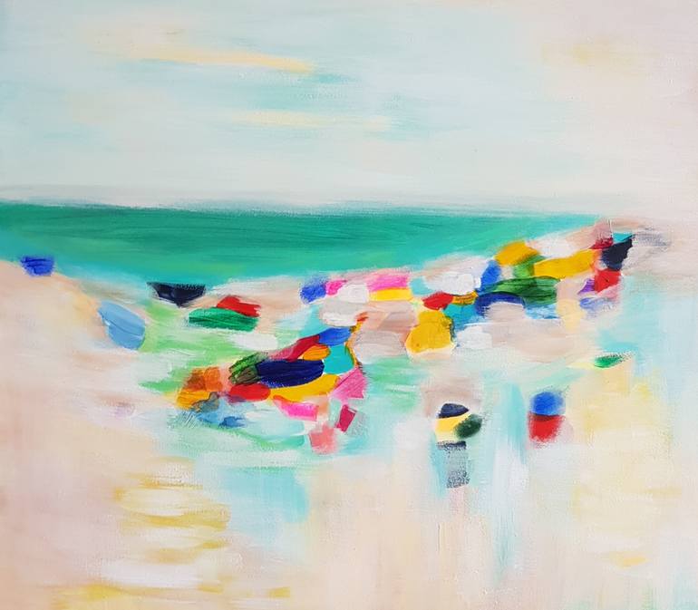 Print of Abstract Beach Painting by Wioletta Gancarz