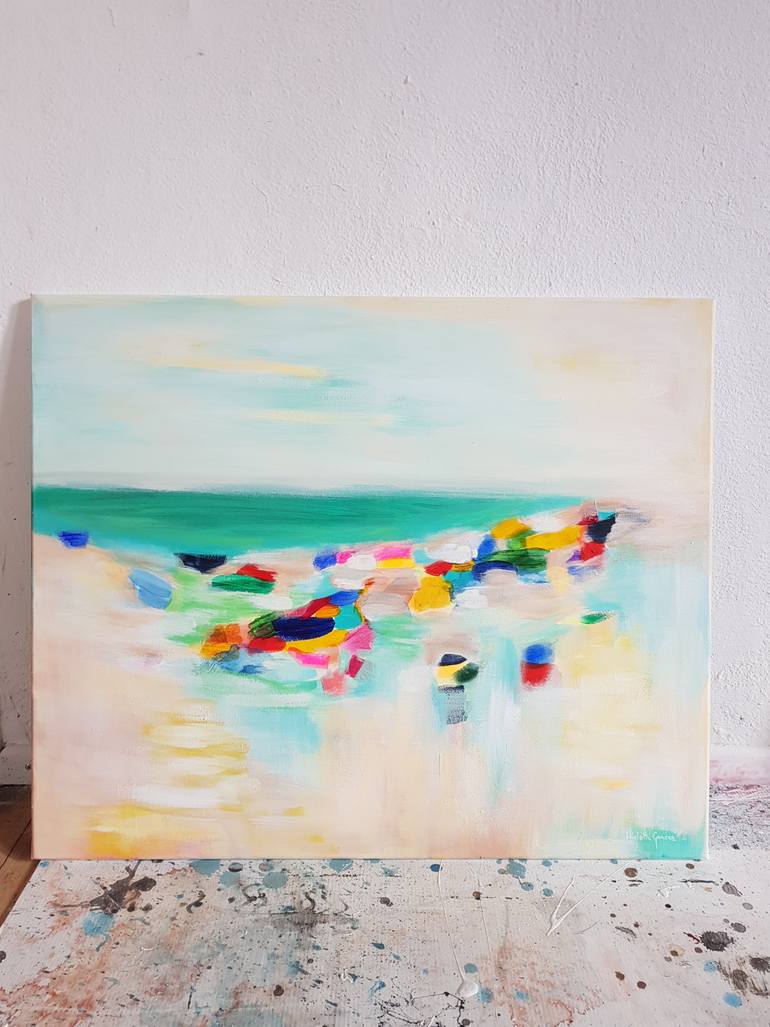 Original Abstract Beach Painting by Wioletta Gancarz
